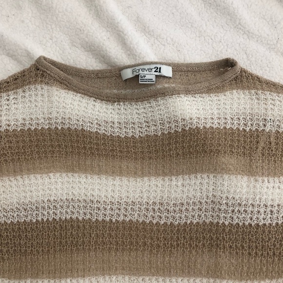 Forever 21 Tan/White Striped Sweater - Picture 4 of 4